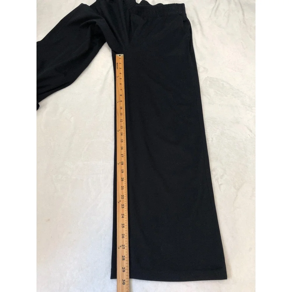 Yogalicious Lux Avenue Wide Leg Pant Women Large Black Elastic Waist Pockets